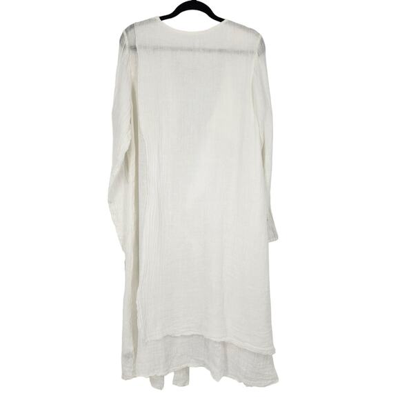 Luna Luz Lagenlook Minimalist Linen Open Front Long Duster with Tie Size Medium - Picture 4 of 4